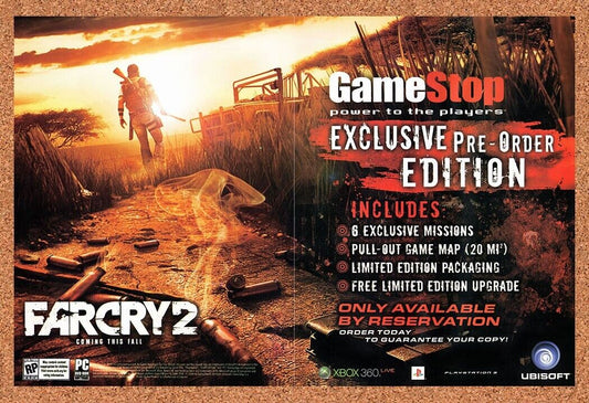 Far Cry 2 Xbox 360 Original 2007 Vintage Ad - GameStop Video Game Promo