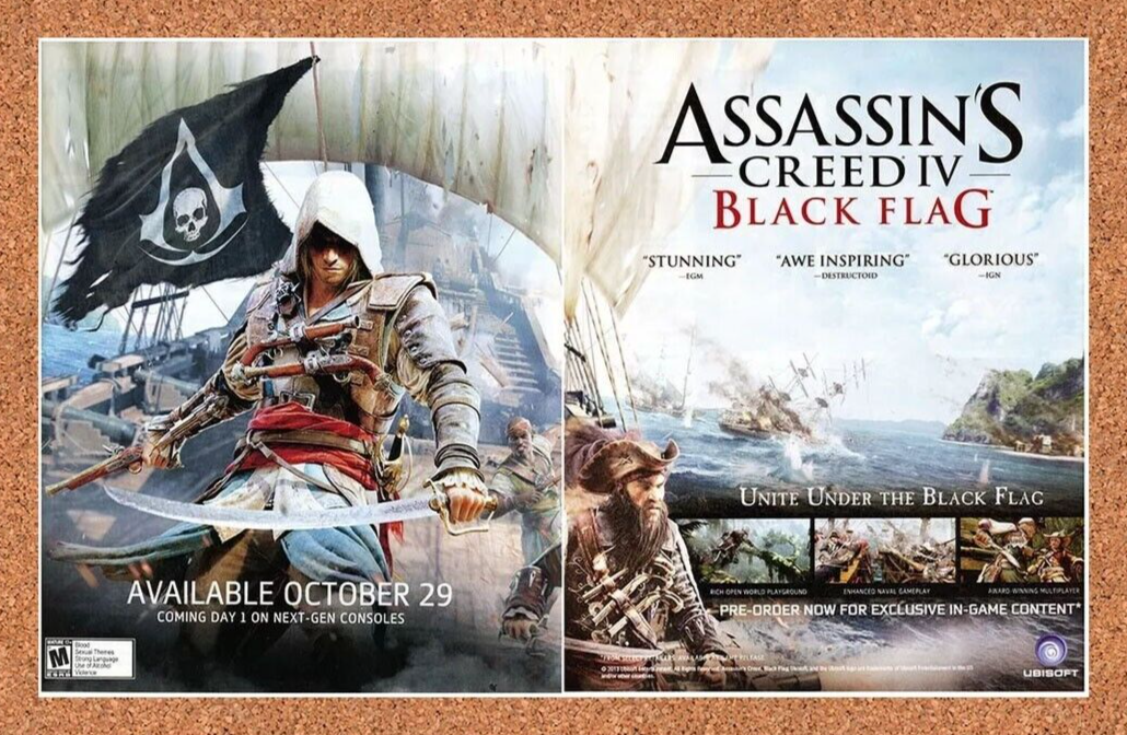 Assassin's Creed 4 Black Flag IV PS4 Original 2013 Ad Authentic Video Game Promo