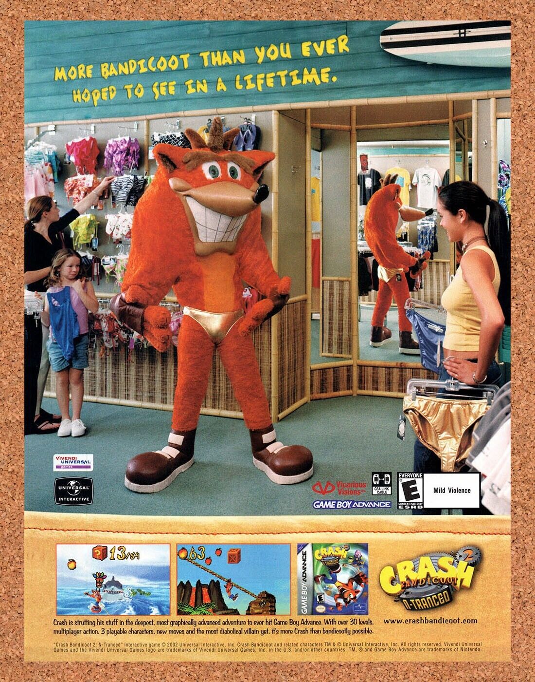 Crash Bandicoot N-Tranced GBA Original 2002 Vintage Ad - Video Game Promo