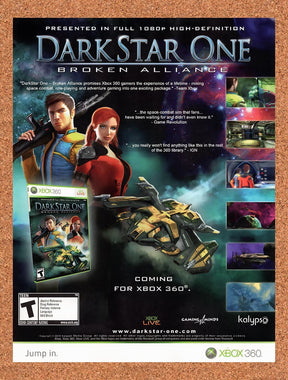 2010 Dark Star One Broken Alliance Xbox 360 Original Ad / Retro Wall Art v1