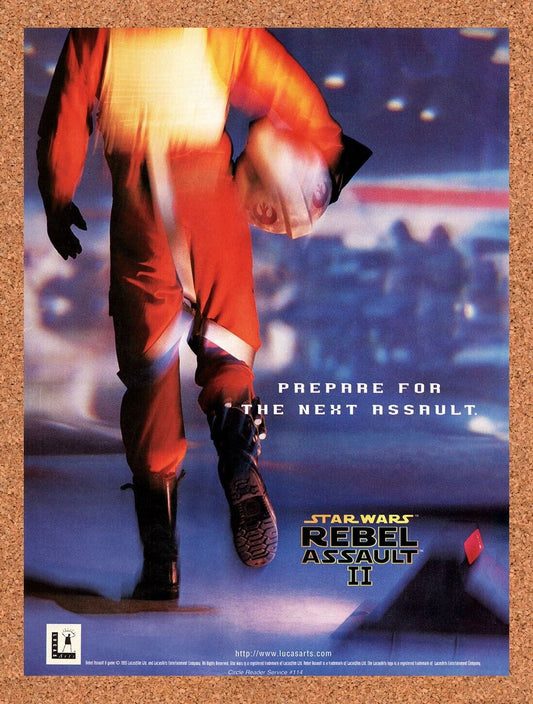 Star Wars Rebel Assault II PC Original 1994 Vintage Ad - Video Game Promo