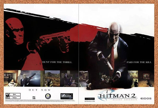 Hitman 2 PC Silent Assassin Original 2006 Ad Authentic Eidos Video Game Promo v2