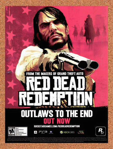 2010 Red Dead Redemption Xbox 360 Original Advertisement / Retro Wall Art v2