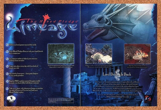 Lineage The Blood Pledge PC Original 2003 Ad Authentic Video Game Promo
