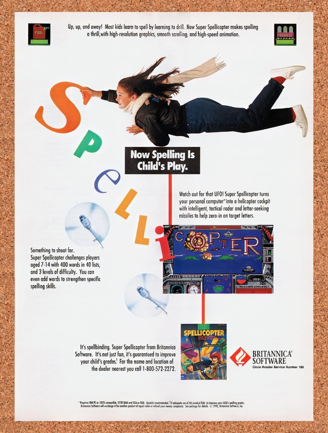 1991 Spellicopter IBM Original Advertisement / Retro Wall Art v1