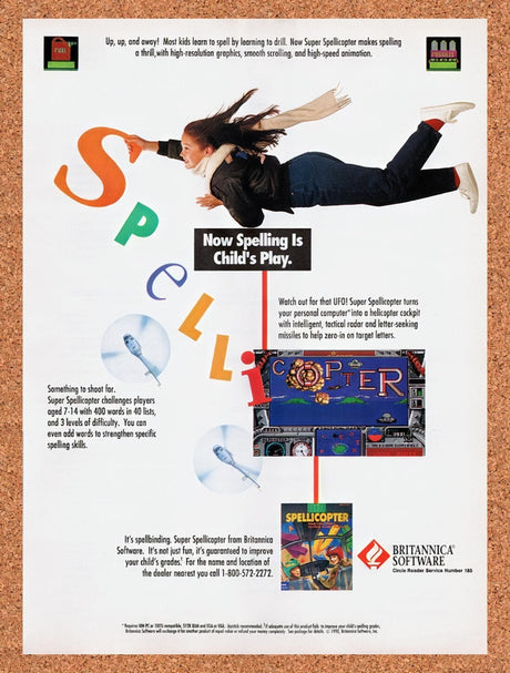 1991 Spellicopter IBM Original Advertisement / Retro Wall Art v1