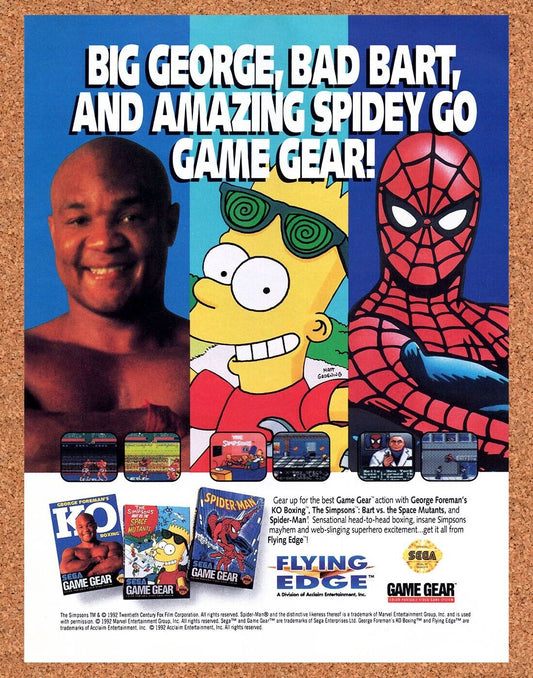 Sega Game Gear Original 1991 Vintage Ad - Simpsons Video Game Promo