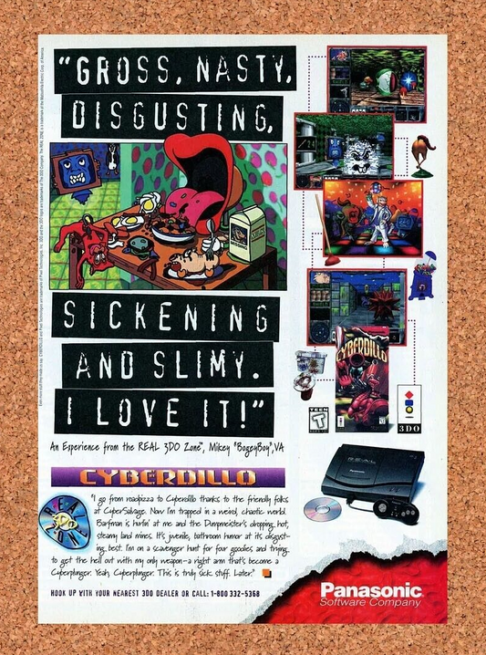 Cyberdillo Panasonic 3DO Original 1994 Ad Authentic Video Game Promo