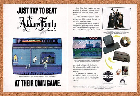 1992 Addams Family Turbo Grafx-16 Original Advertisement / Retro Wall Art v2