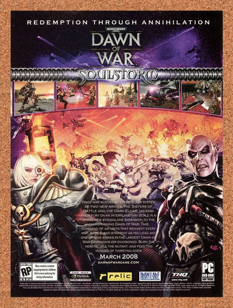 Warhammer Dawn Of War PC Original 2010 Ad Authentic THQ RPG Video Game Promo