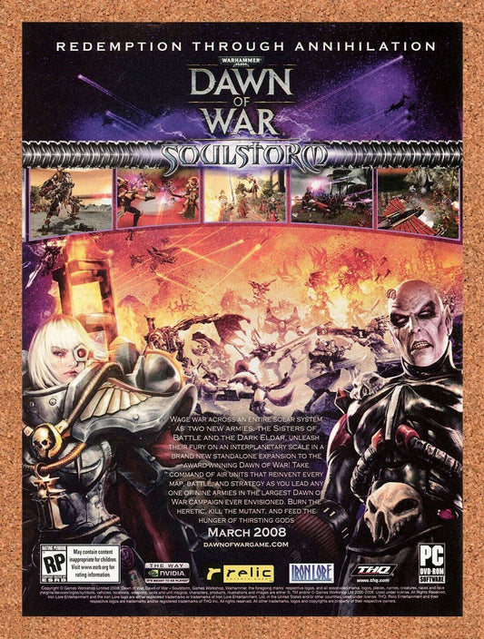 Warhammer Dawn Of War PC Original 2009 Ad Authentic THQ RPG Video Game Promo