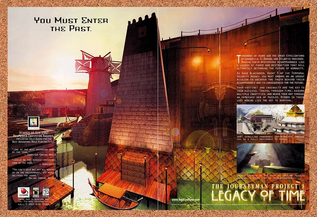1998 Journeyman Project 3 Legacy Of Time PC Original Advertisement / Promo v2