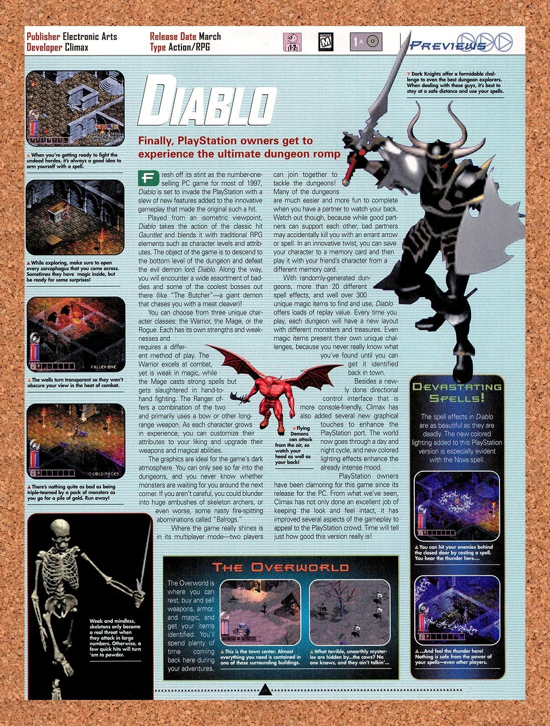 1998 Diablo PS1 Original Advertisement / Retro Wall Art v5