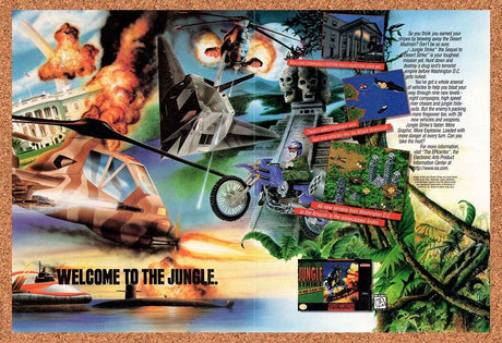 1995 Jungle Strike SNES Original Advertisement / Retro Wall Art v3