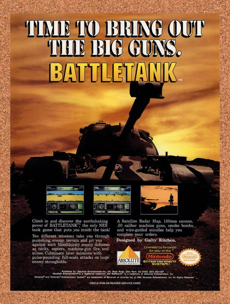 1990 Battletank NES Original Advertisement / Retro Promo v1