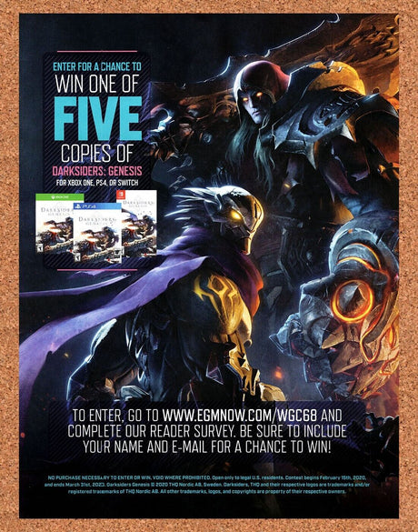 Darksiders Genesis PS4 Original 2020 Ad - Video Game Sweepstakes Display Promo