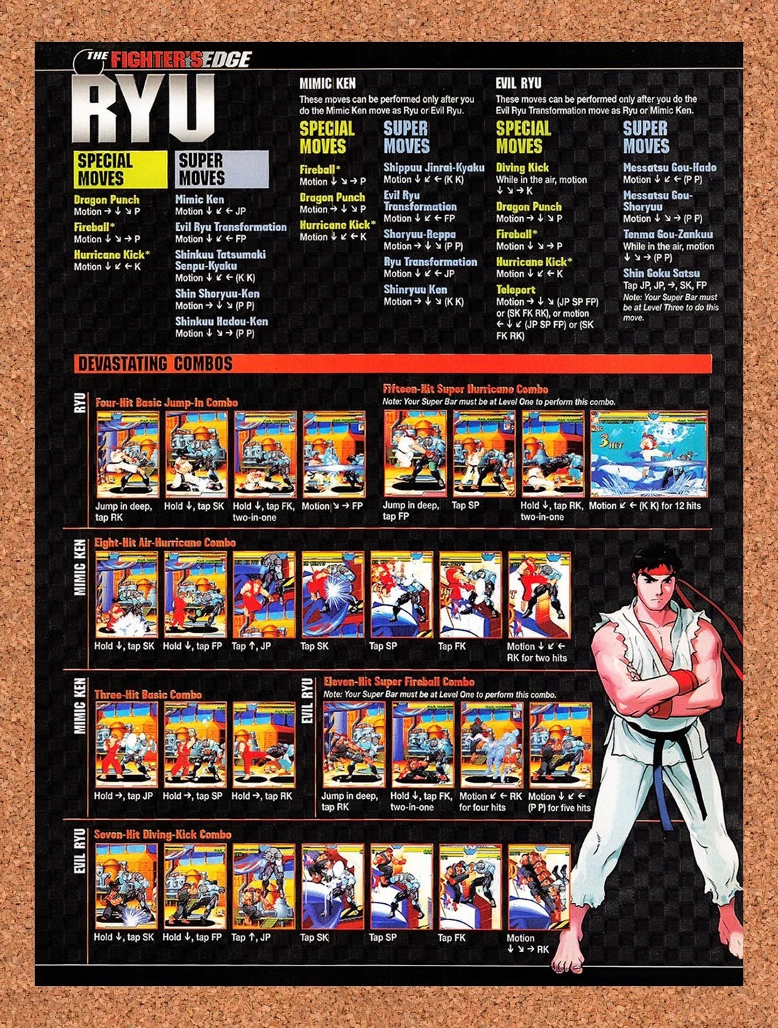 1999 Marvel vs Capcom Clash Of Super Heroes Ryu Moves Original Ad / Promo vr5
