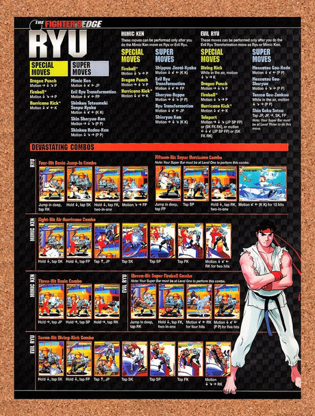1999 Marvel vs Capcom Clash Of Super Heroes Ryu Moves Original Ad / Promo vr5