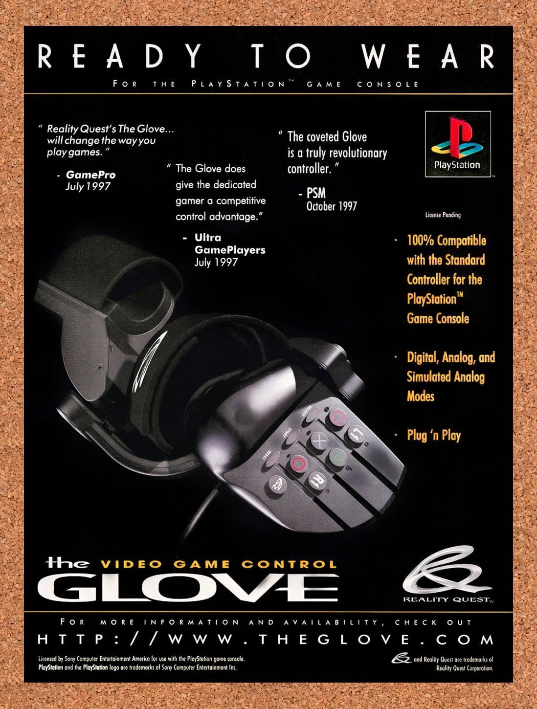 1998 Video Game Control Glove PS1 Original Advertisement / Retro Promo v4