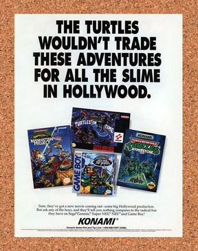 Konami TMNT Ninja Turtles NES SNES Original 1993 Ad Authentic Game Promo