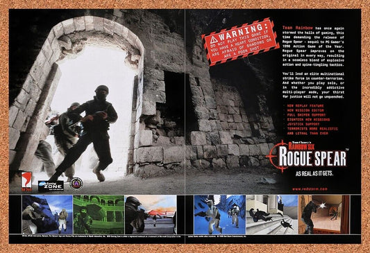 1998 Rainbow Six Rogue Spear PC Original Advertisement / Retro Wall Art v1