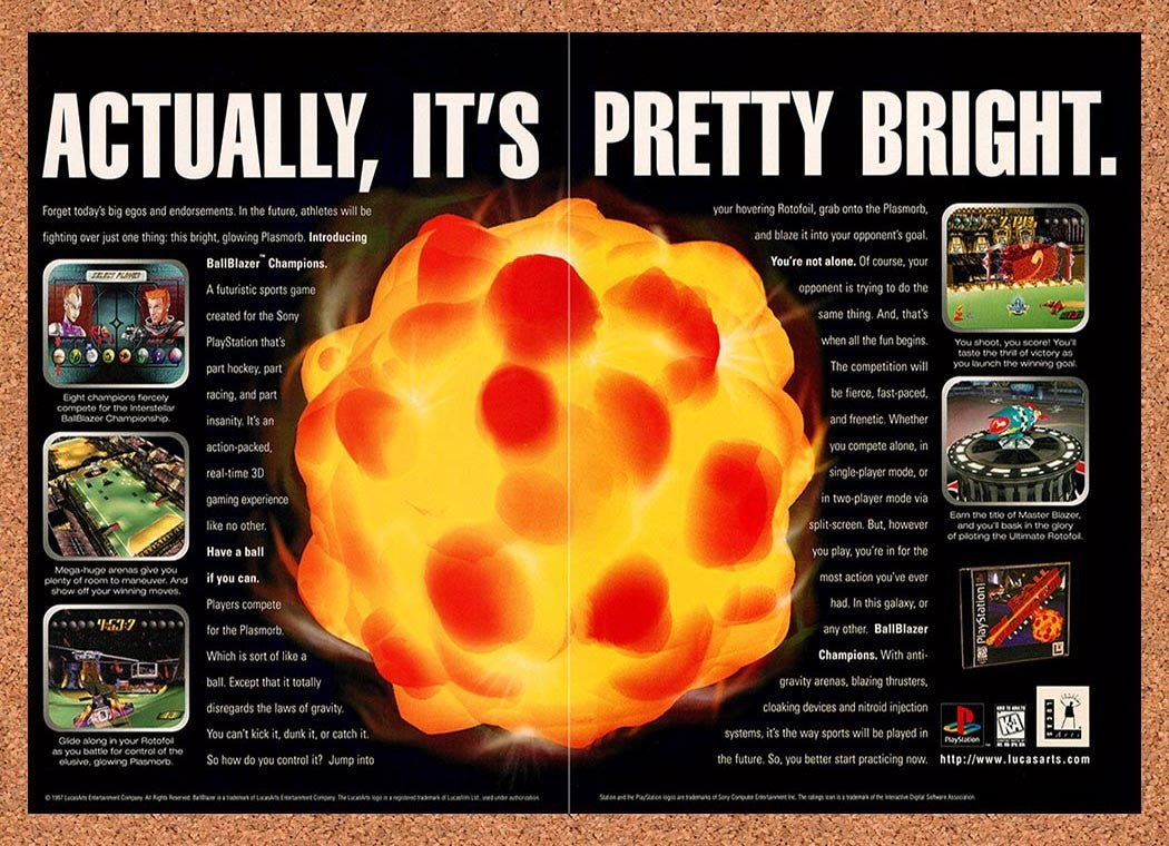 1997 BallBlazer Champions PS1 Original Advertisement / Retro Promo v1