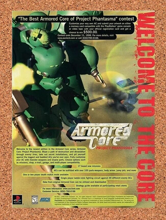 Armored Core Project Phantasma PS1 Original 1996 Ad Video Game Promo Art