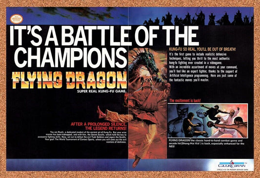 Flying Dragon NES Original 1989 Vintage Ad - Video Game Art Promo