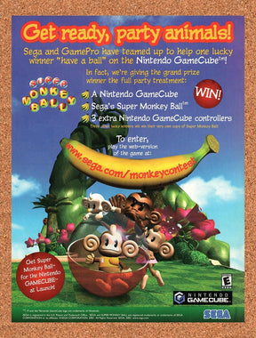 2001 Super Monkey Ball Sweepstakes Original Advertisement / Retro Wall Art v2