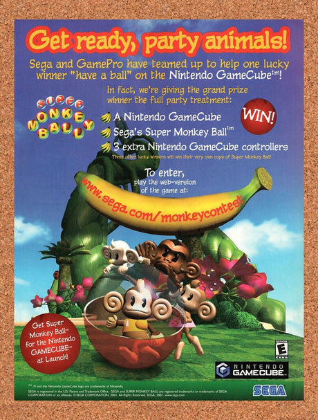 2001 Super Monkey Ball Sweepstakes Original Advertisement / Retro Wall Art v2