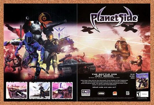 PlanetSide PC Original 2004 Ad Authentic Windows MMO FPS Video Game Promo