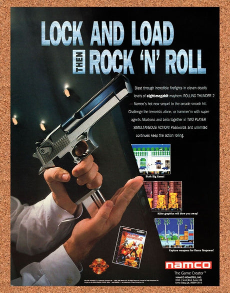 Rolling Thunder 2 Genesis Original 1992 Vintage Ad - Video Game Promo