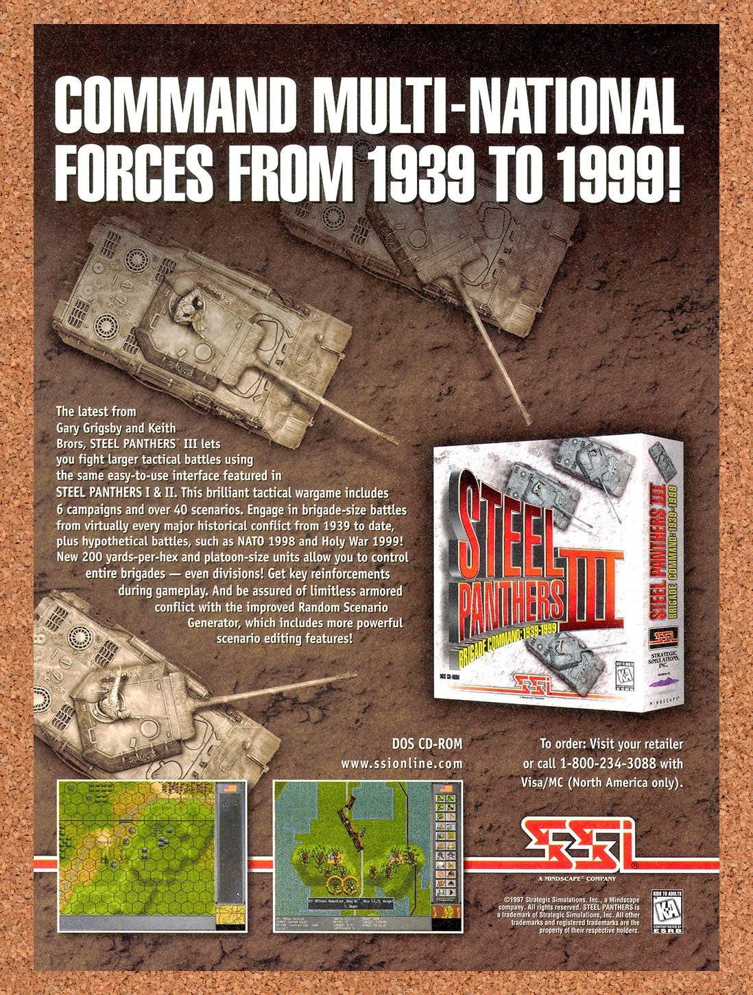1997 Steel Panthers 3 Brigade Command 1939-1999 PC Original Ad / Promo v1