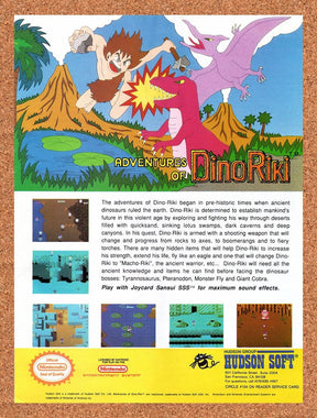 1990 Adventures Of Dino Riki NES Original Advertisement / Retro Wall Art v1