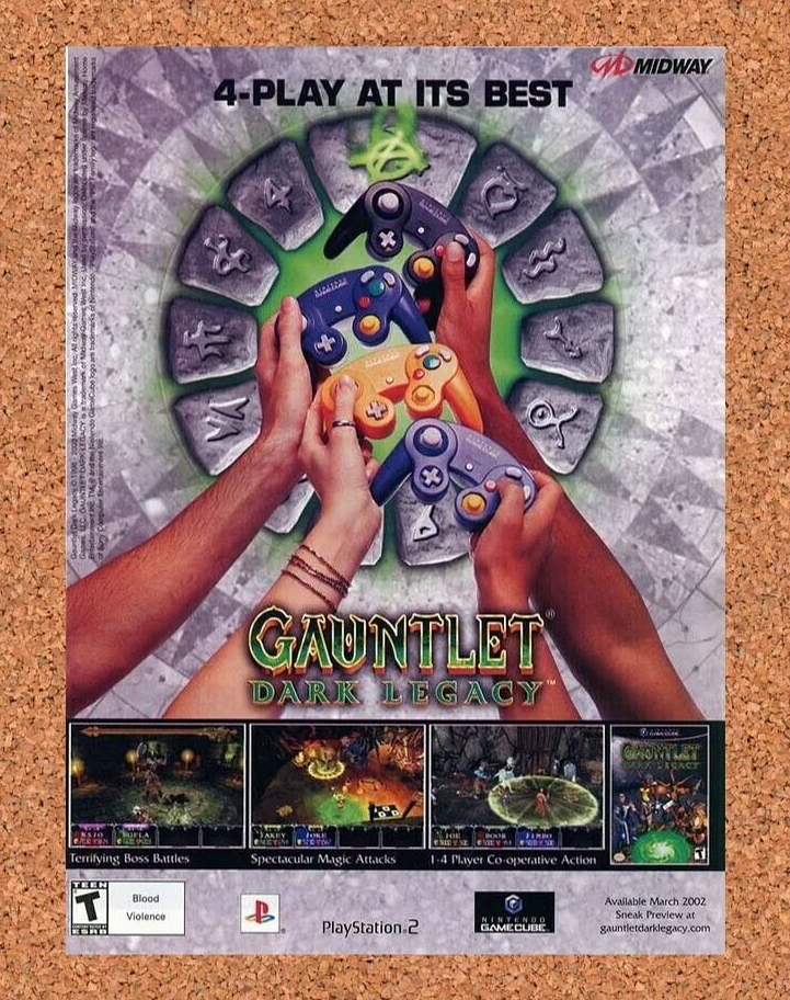 Gauntlet Dark Legacy GameCube Original 2003 Ad Authentic Nintendo Promo