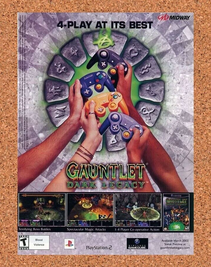 Gauntlet Dark Legacy GameCube Original 2002 Ad Authentic Nintendo Promo