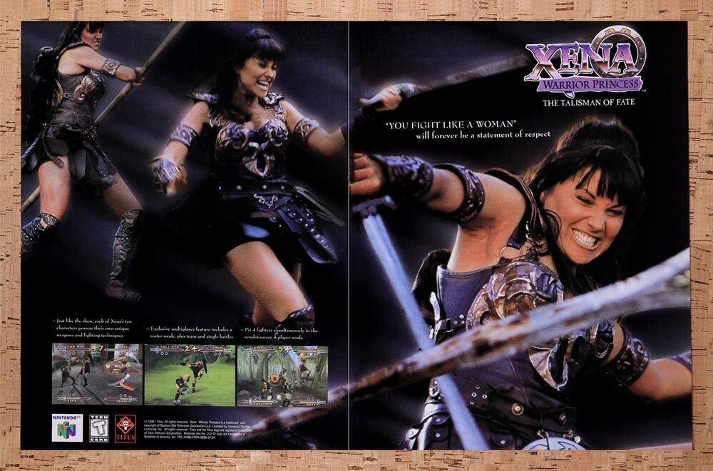 1999 Xena Warrior Princess PS1 Original Advertisement / Retro Wall Art v2