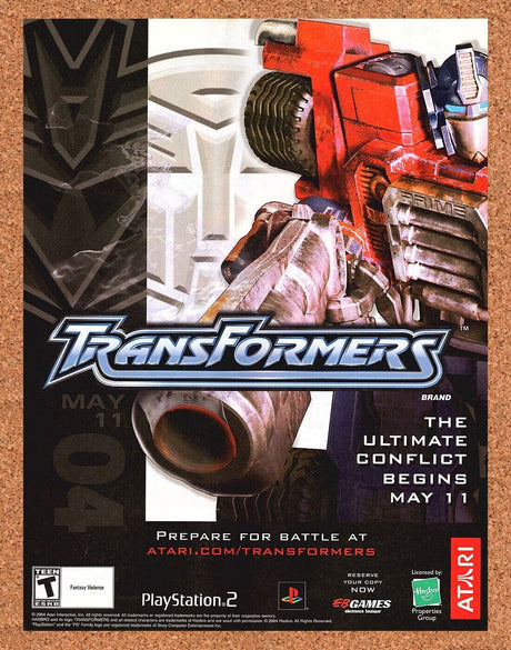 Transformers PS2 Original 2004 Print Ad Authentic PlayStation Video Game Promo