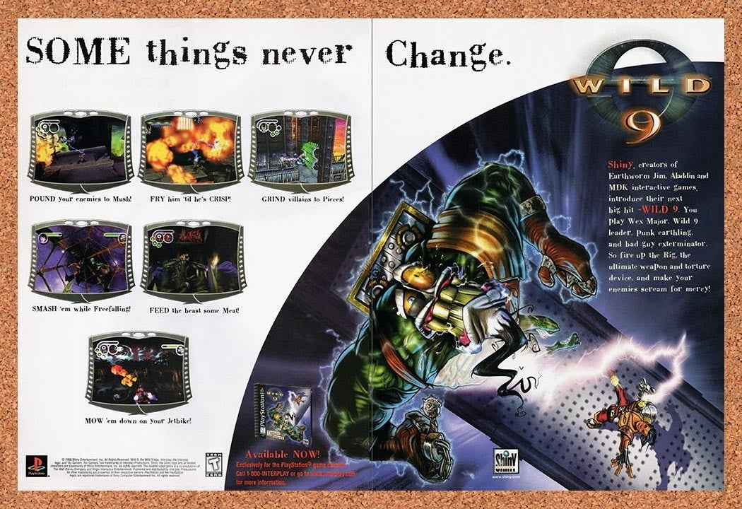 1998 Wild 9 PS1 Original Advertisement / Retro Promo v3