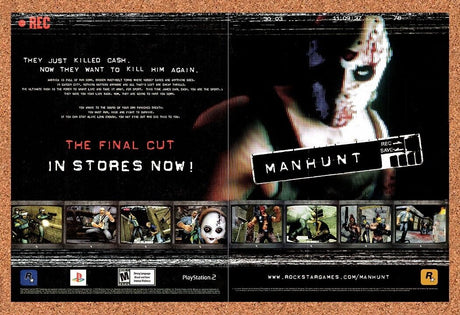 Manhunt The Final Cut PS2 Original 2003 Vintage Ad - Video Game Promo