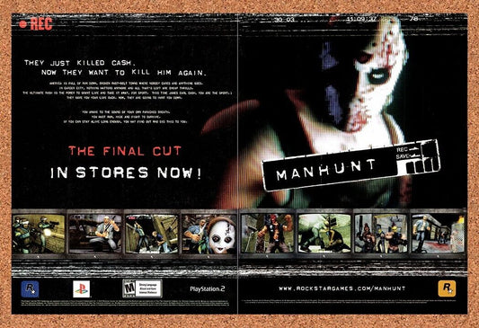 Manhunt The Final Cut PS2 Original 2002 Vintage Ad - Video Game Promo