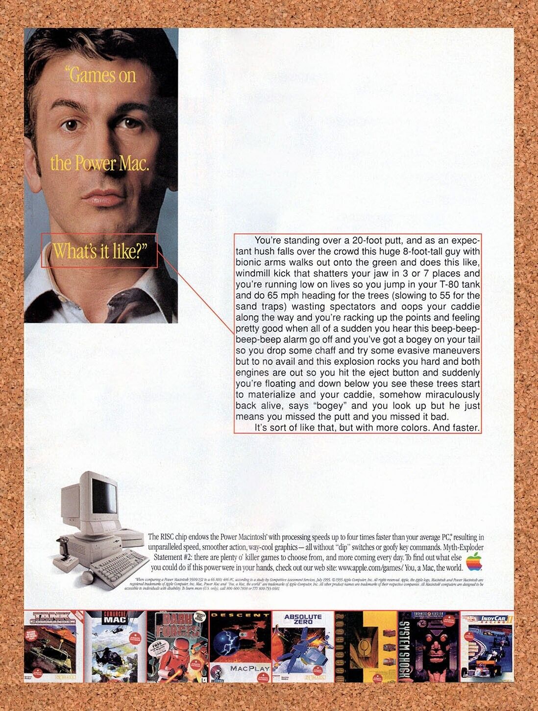 Games On the Power Mac Original 1995 Vintage Ad - Apple Video Game Promo