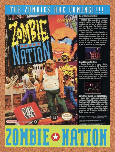 Zombie Nation NES Original 1992 Ad Print Authentic Nintendo Game Promo