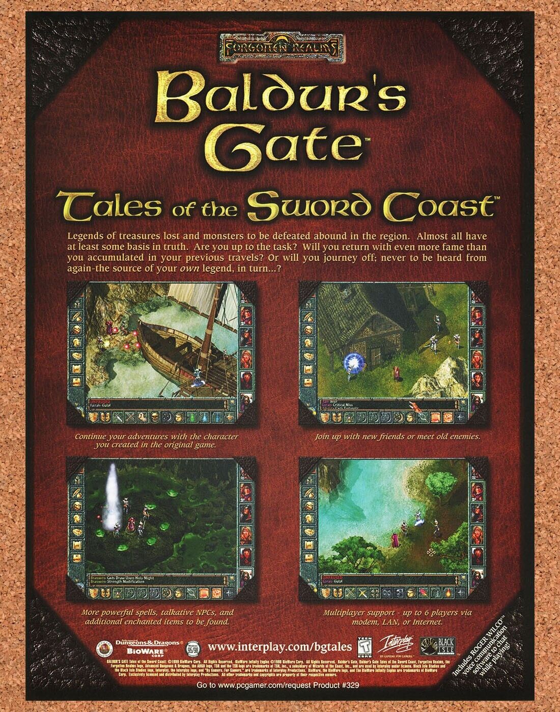 Baldurs Gate Tales Of Sword Coast PC Original 2000 Ad Authentic Video Game Promo