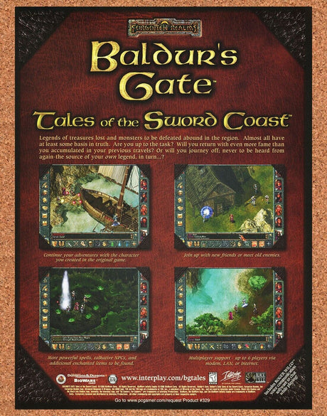 Baldurs Gate Tales Of Sword Coast PC Original 2001 Ad Authentic Video Game Promo