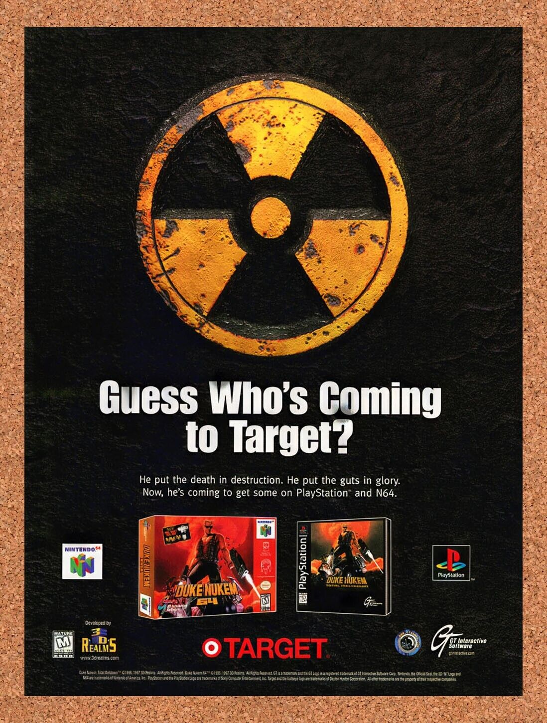 1996 Duke Nukem 64 Target Original Advertisement / Retro Wall Art v2