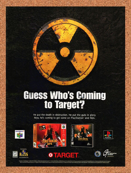 1996 Duke Nukem 64 Target Original Advertisement / Retro Wall Art v2