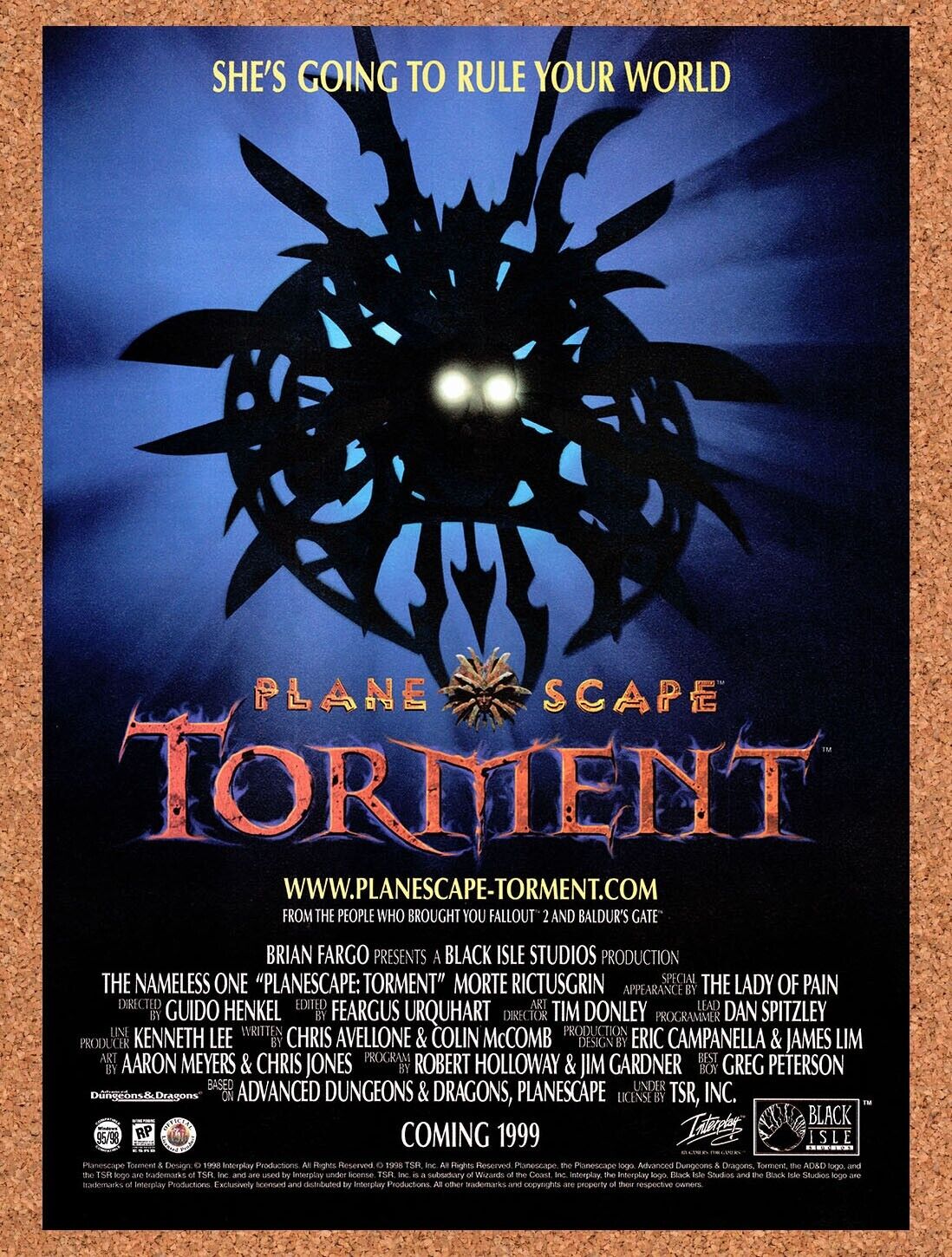 1998 PlaneScape Torment PC Original Advertisement / Retro Wall Art v4