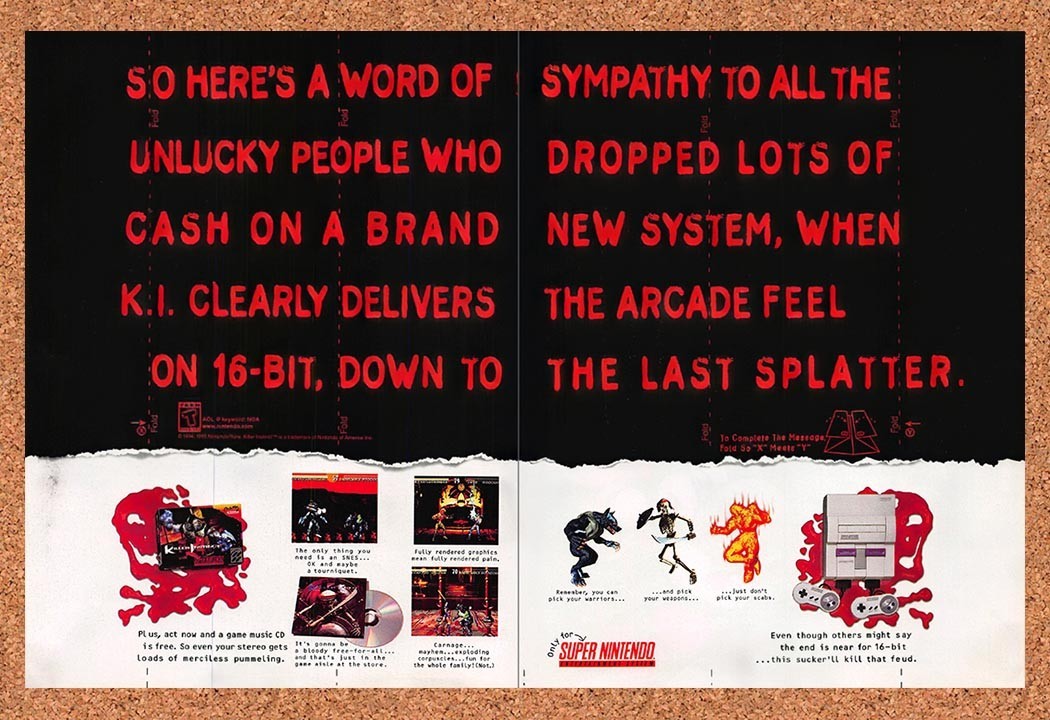 1995 Killer Instinct SNES Original Advertisement / Retro Promo v2