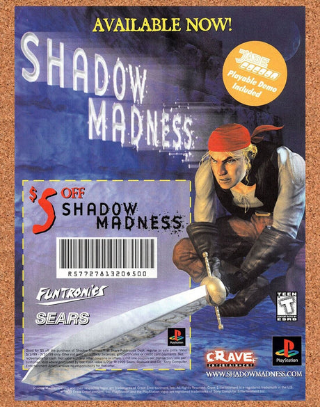1999 Shadow Madness Sears Funtronics Original Advertisement / Retro Wall Art v1